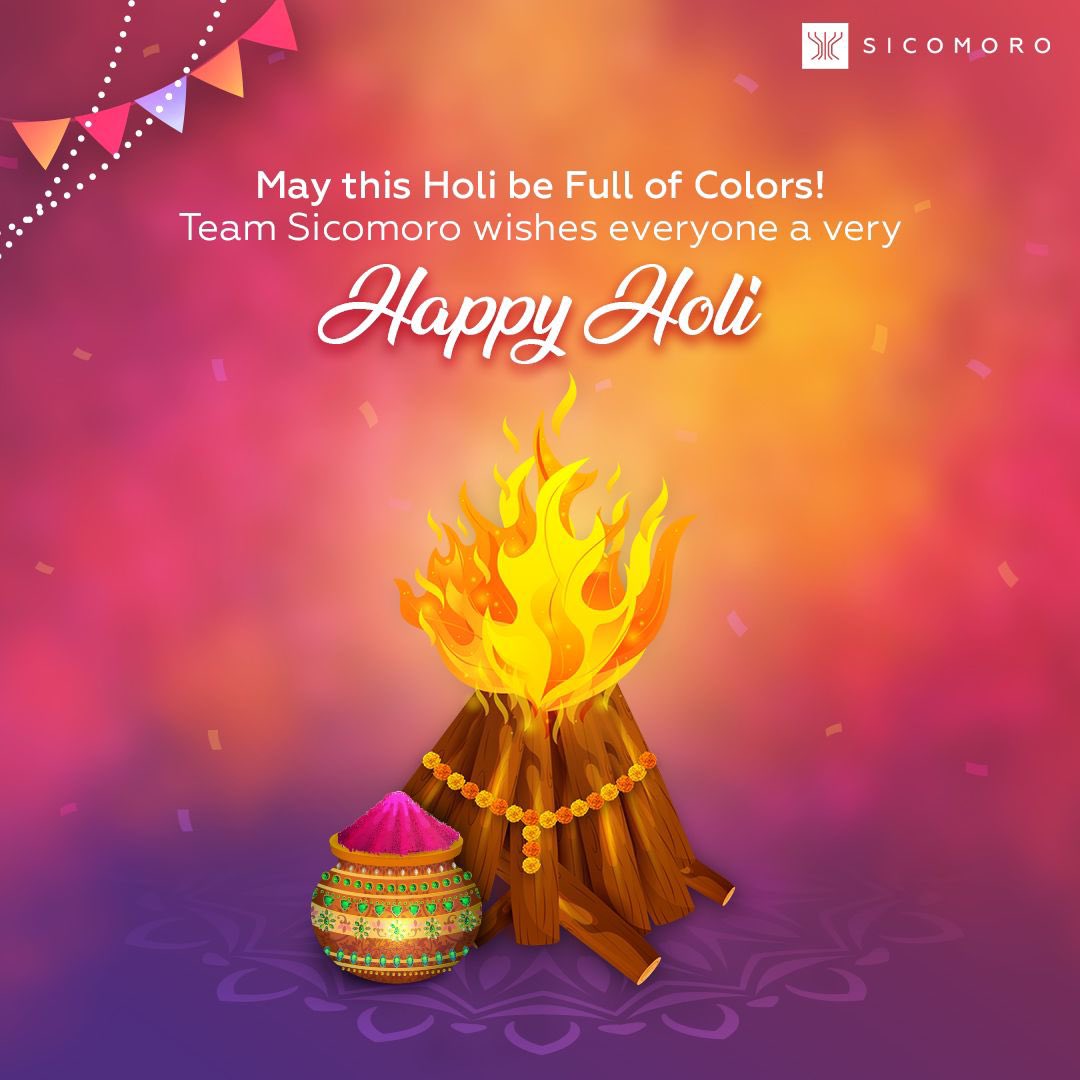 May this Holi bring in peace, wealth and prosperity!
Team Sicomoro wishes you a very Happy Holi 🥳 

#Holi #HappyHoli #Sicomoro #Festival #Colors