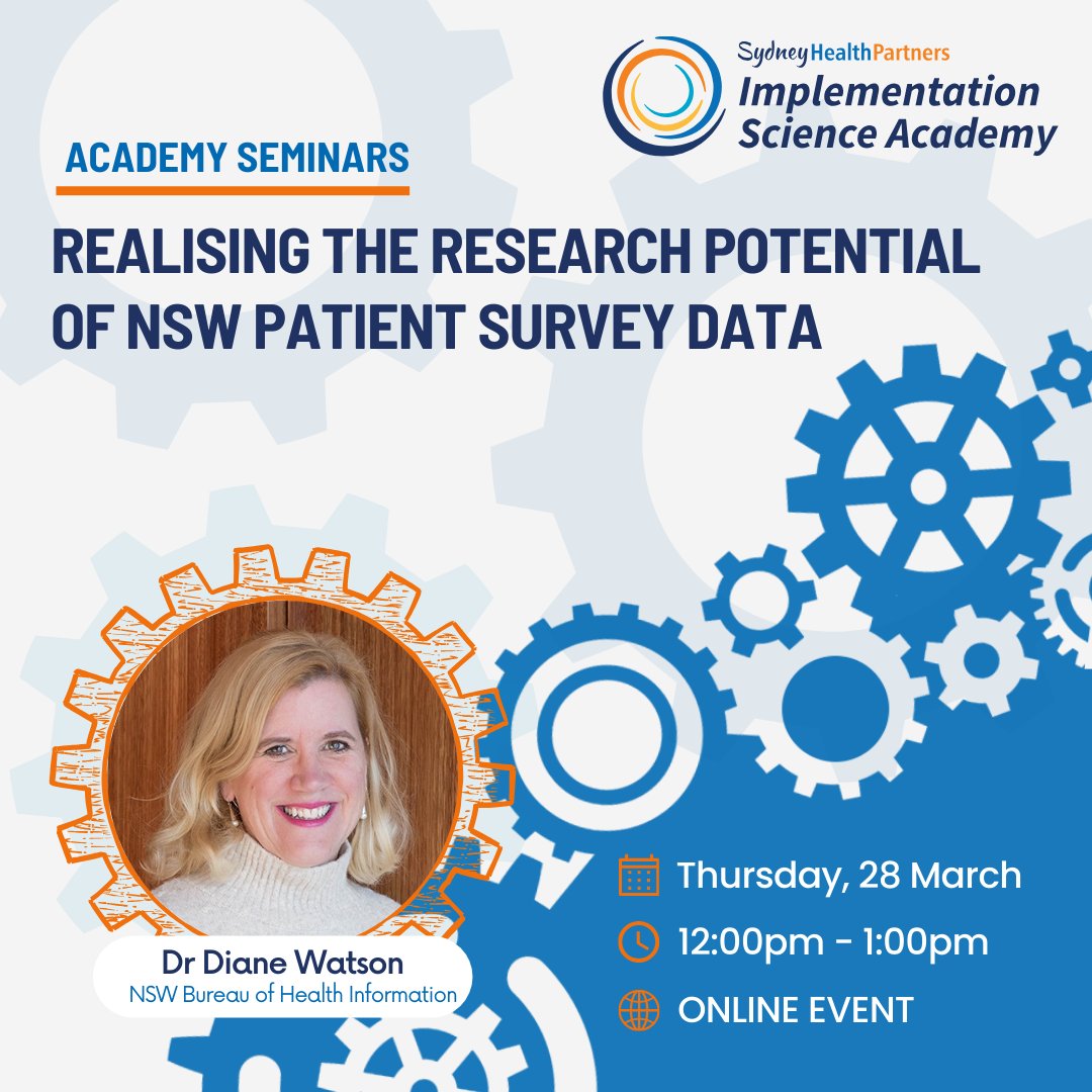 Join our webinar this Thursday the 28th! Bureau of Health Information Chief Exec, Dr Diane Watson, is talking about the NSW Patient Survey Program, the data available and its potential research value. Register now: bit.ly/3vgBBix