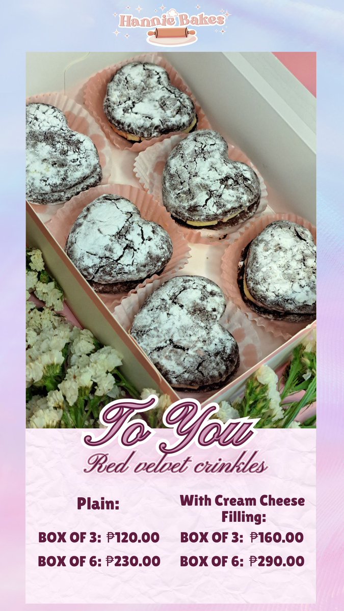 _hanniebakes's tweet photo. Our updated menu 💝✨️

💌 DM US FOR ORDERS!

📍 West Fairview, Quezon City

MOD: Lalamove/Grab/Self pick-up
MOP: GCash/BDO Bank

(Kindly check our our Instagram and Facebook accounts for more infos 💕) https://t.co/f9VuqIlosT