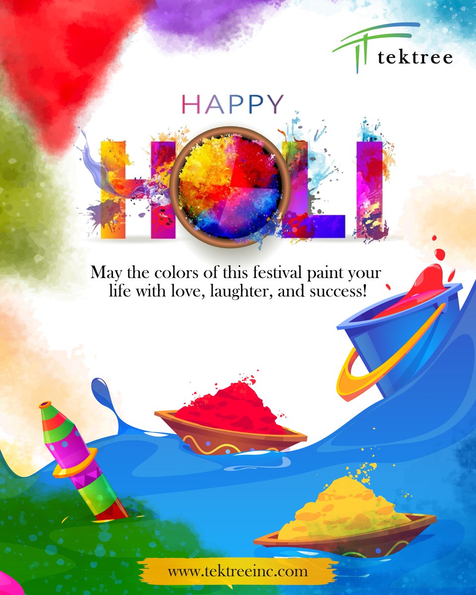 tektreeinc's tweet photo. Happy Holi! May the colors of this festival paint your life with love, laughter, and success!

#holifestival #happyholi #colours #tektreeinc https://t.co/OBiOPoEU3H