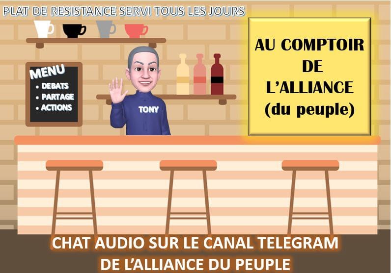 ✌️🏼Salon vocal 'Au Comptoir de l'Alliance (Du Peuple)' ouvert sur le groupe national ADP - #Alliancedupeuple #laparoleaupeuple #ReconstruisonsLaFrance 🇫🇷 Rejoignez-nous, venez échanger et vous exprimer 👍 t.me/alliancedupeup…