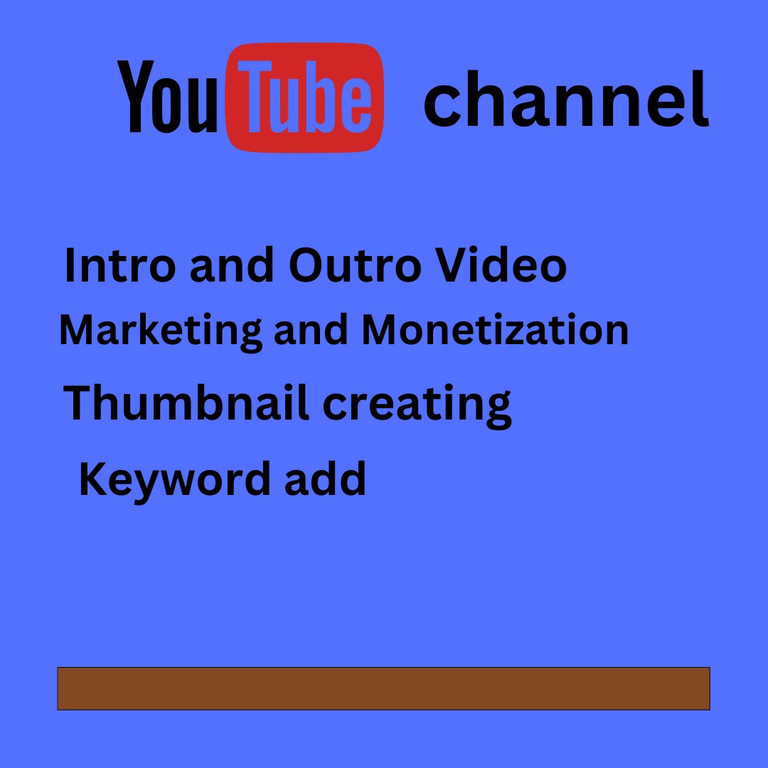 Do you want to create, setup, design, and optimize a YouTube channel? Then you are at the right place. I will create a YT channel for you 100% professionally with a logo, channel art, intro &amp; outro according to your choice. I will do everything I need to build your channel.