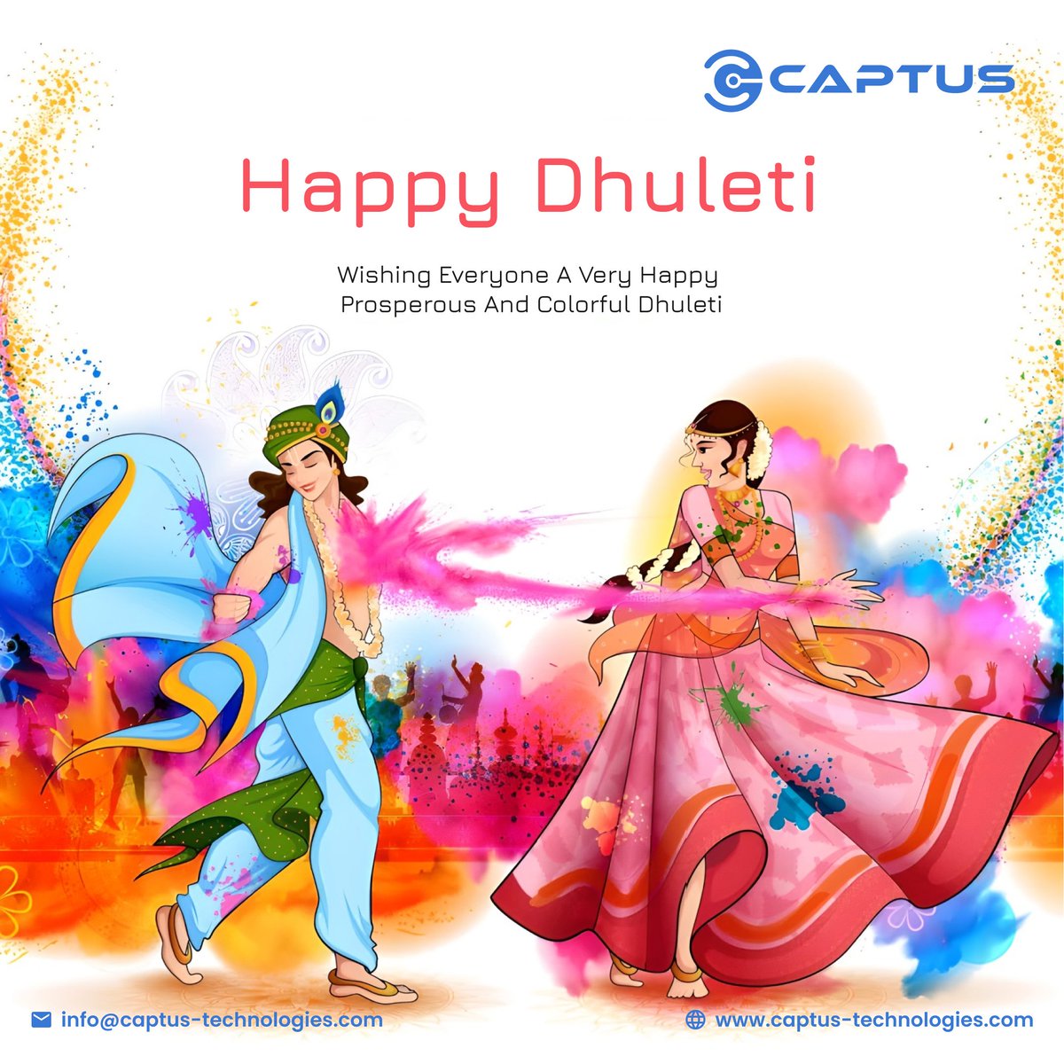 captustec's tweet photo. May this festival bring love, joy and brighten up your life. Captus Technologies wishes you very Happy Dhuleti to you and your family.
 
#HappyDhuleti 
#captustechnologies #SoftwareDevelopment  #WebDevelopment https://t.co/jvP9RUyCac
