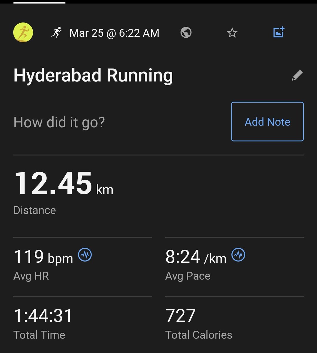 databaaj's tweet photo. #MondayRecoveryRun of 12 Kms to celebrate #HappyHoli2024 after #WeekendLSD of 30 Kms yesterday.
AHR target: < 122 achieved: 119
Happy Holi everyone!
#Pledge24 #ARStats2024 #RunningTwitter https://t.co/RI47xWed11
