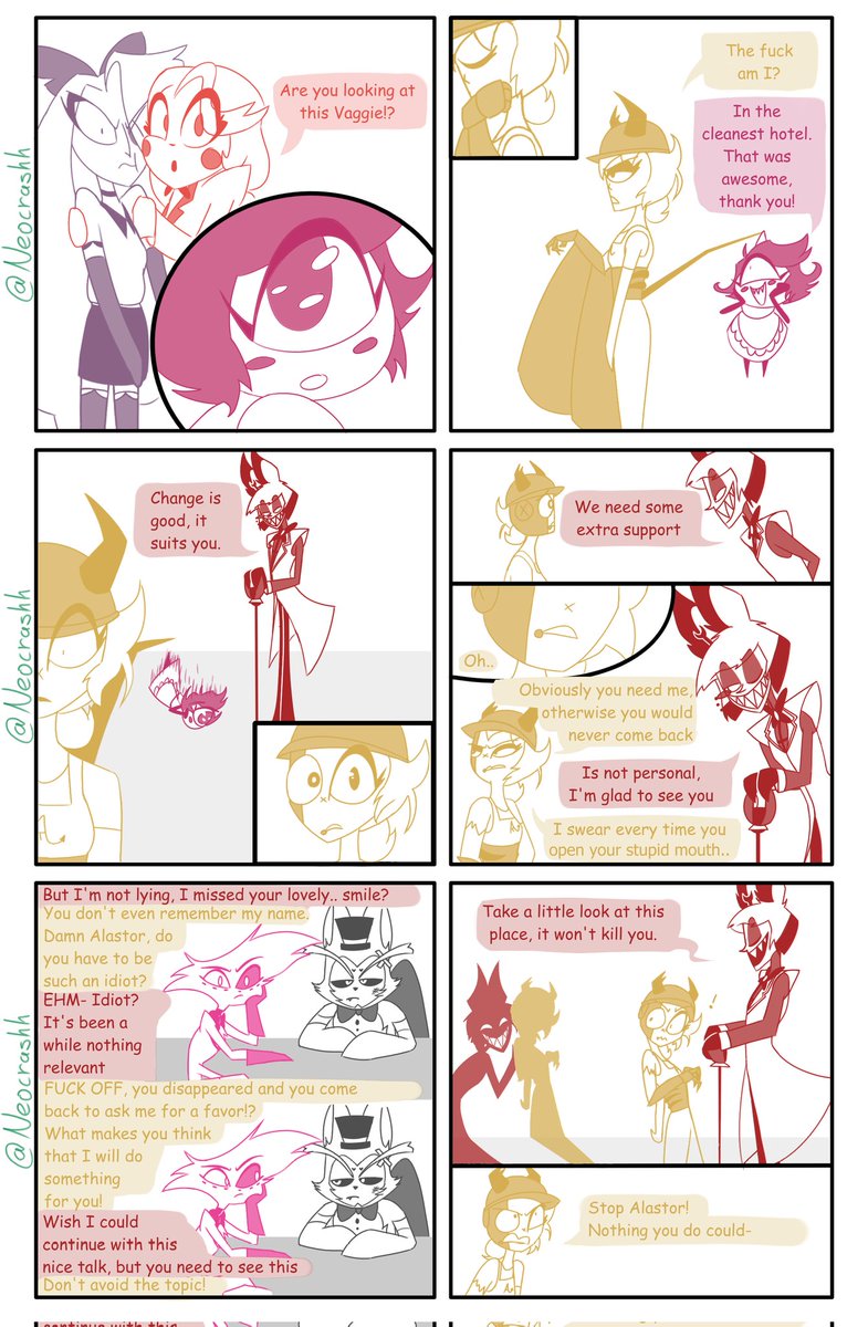 Neocrashh's tweet photo. Sup

I've made a comic and I'm so excited for this one in specific, my insert with Alastor introduction 💞✨

#hazbinhotel #HazbinHotelAlastor #HotelHazbin #HotelHazbinAlastor https://t.co/qAOEGjLVUo