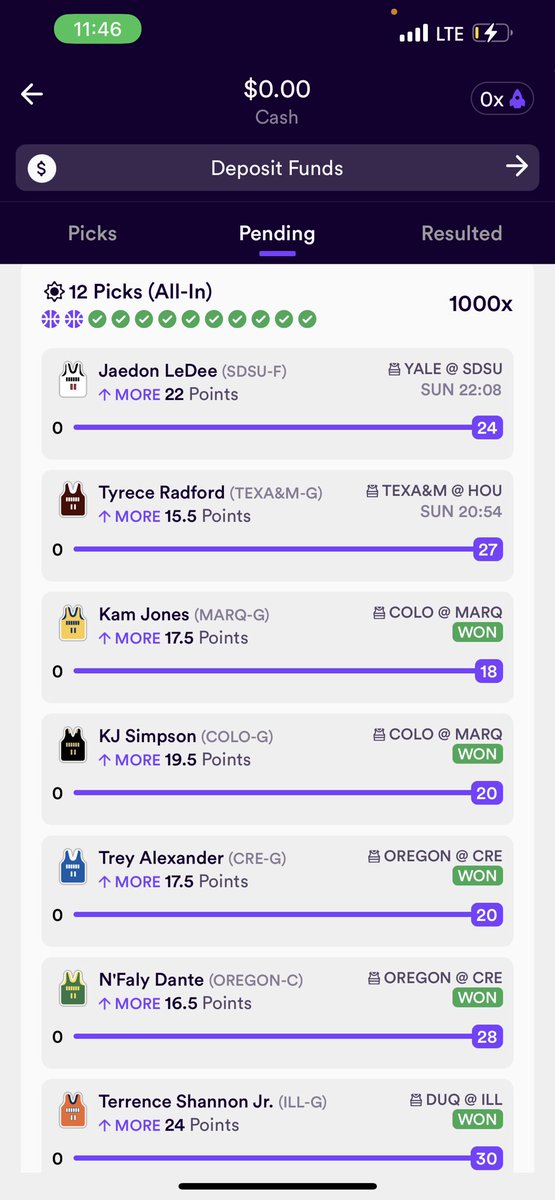 4TheFamily3's tweet photo. Hit a 1000x parlay on @DabbleFantasy tonight! #MarchMadness #GAMBLINGX https://t.co/pzWSAezRdo