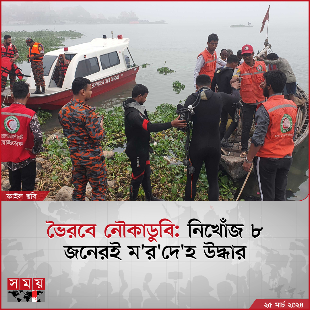 somoytv's tweet image. কিশোরগঞ্জের ভৈরবে মেঘনা নদীতে বাল্কহেডের ধাক্কায় নৌকাডুবির ঘটনার চতুর্থ দিনে নিখোঁজ এক শিশুসহ নিখোঁজ তিনজনের মরদেহ উদ্ধার করা হয়েছে। এর মধ্য দিয়ে নিখোঁজ ৮ জনেরই মরদেহ উদ্ধার করা হয়েছে

বিস্তারিত : somoynews.tv/news/2024-03-2…

#Bhairab #meghna #NewsUpdate #Somoytv
