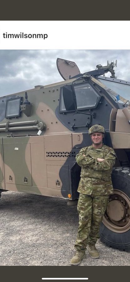 On the left, the current Member for Goldstein as a foreign correspondent in a real war zone. On the right, the former Member for Goldstein, Tim Wilson, playing at being a soldier nowhere near a war zone.... #auspol