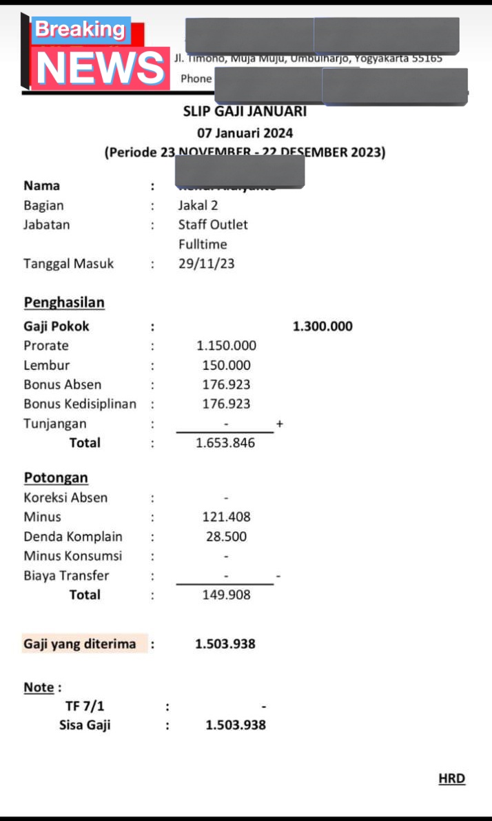 merapi_uncover's tweet photo. Min, mintol di up ya min, Bahkan yang sudah resign aja ga dibayar bayarkan smp skrng, Rumah makan Hj ***** a*** rempah tidak membayar gaji karyawan, alasannya sepi

Ada yg ngendap gaji karyawan sampai 3jt dan sdh resign belum dibayarkan, bahkan informasi terbaru gaji diturunkan tanpa ada alasan yang jelas

Sudah dilaporkan ke dinas ketenagakerjaan jalan solo dekat lotte mart, tp blm ada tindakan, teman" sdh resah bentar lagi mau lebaran

(Kauadalaujiwakuu)