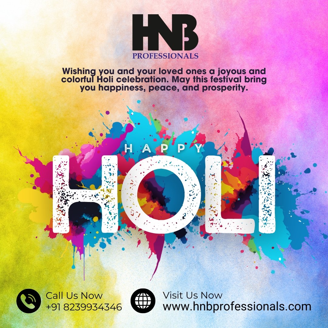 Wishing you and your loved ones a joyous and colourful Holi celebration. May this festival bring you happiness, peace and prosperity.
#HappyHoli2024
.
.
.
.
.
#happyholi2024 #Holi2024 #festivalofcolours #holicelebration #HNBProfessionals