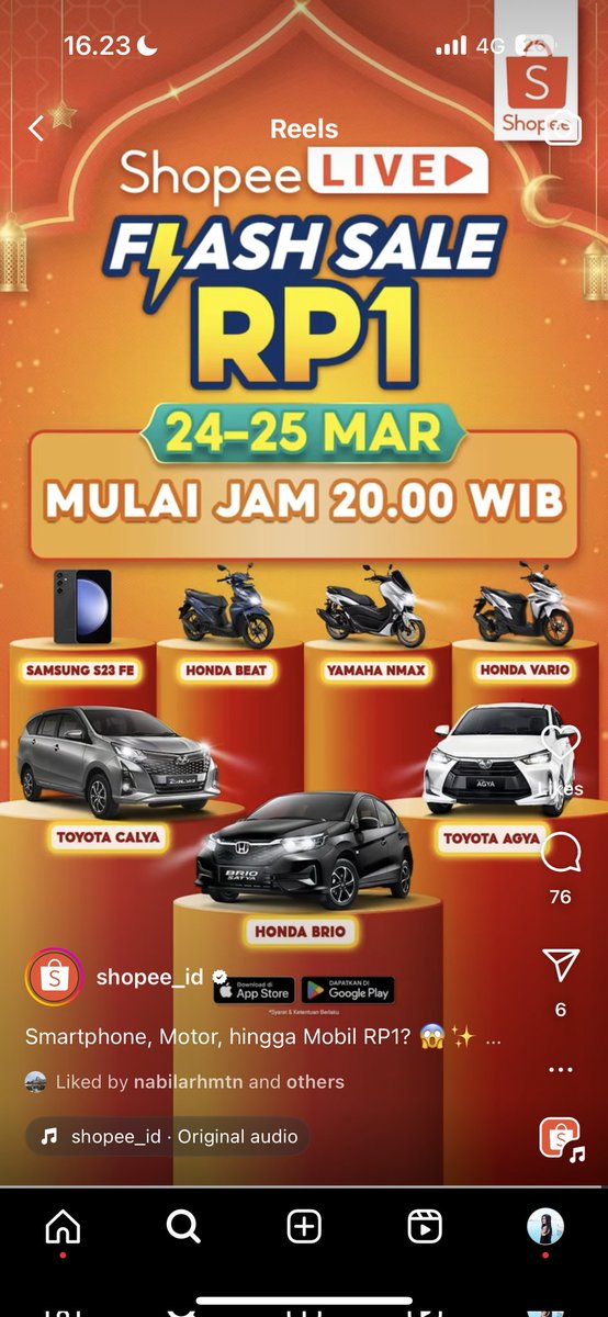 Zapeach_'s tweet photo. tonton terus #ShopeeLiveMobilBrioRp1 siapa tau bisa dapetin mobil😎 https://t.co/BWeOMeZLX6 https://t.co/Uj92wNof30