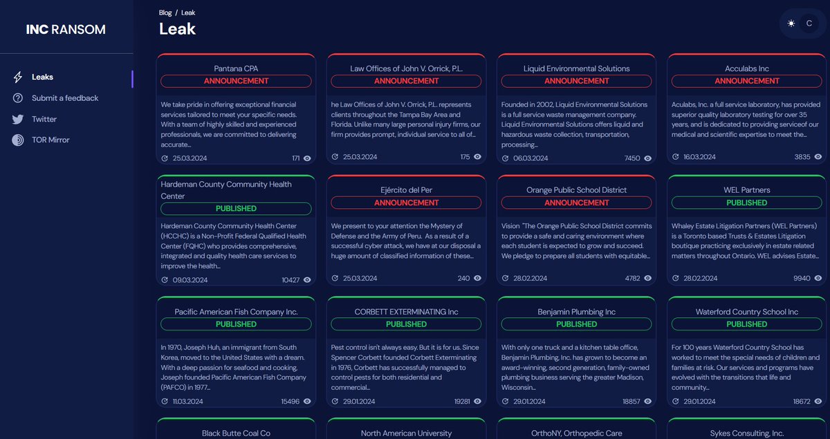 #INCRansomware #dataleak IP exposed!

incapt.]su/blog/leaks
Email:gansbronz@gmail.com
IP:31.41.44.202
ASN:56577
Loc:🇷🇺

Previously hosted:Leak Site of #RanzyLocker in 2020
ranzy-leak./hk
ranzylock./hk
#infosec #security #OSINT #malware #darkweb #deepweb #ransomware #cybersecurity
