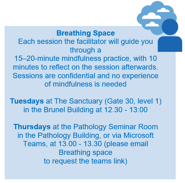 Come and check out our breathing space mindfulness sessions brought to you by @NBT_Staffpsych on Tuesdays and Thursdays @NorthBristolNHS