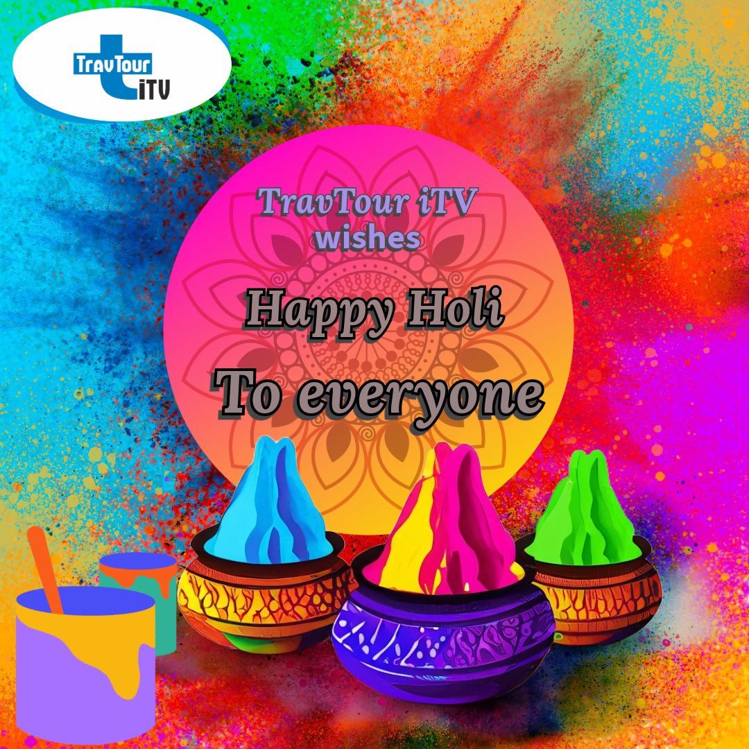 TRAVTOURITV's tweet photo. Team @TRAVTOURITV wishes one and all a #happy and #prosperous #holi. https://t.co/5eDYKT1mHC