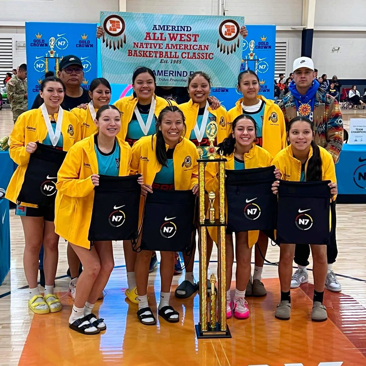 Congratulations to the Cheyenne Arapaho Respect girls basketball team, out of Oklahoma, who won the 2024 Denver All-West Native American Basketball Classic this weekend. #NativePreps #CNARespect
