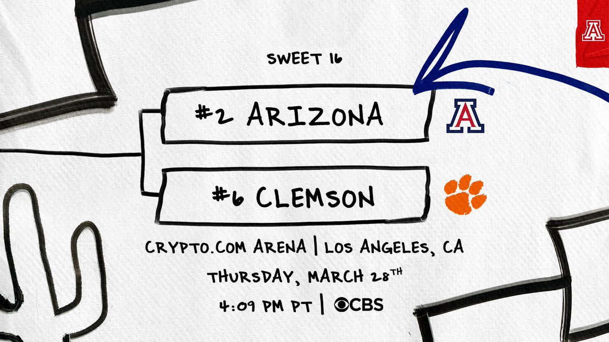 ArizonaMBB's tweet photo. The Sweet 16 is set for Los Angeles. https://t.co/PsccJlHqLN