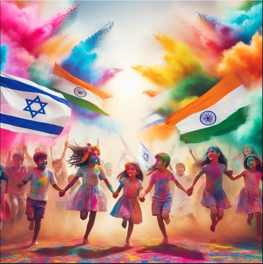 #HappyHoli 🎉 Sending vibrant wishes for a joyful #Holi from all of us at the @IsraelinIndia team! May your day be filled with colors and laughter! @IsraelinIndia टीम की ओर से आप सभी को आनंदमय #होली की हार्दिक शुभकामनाएं! आपका दिन रंगों और ख़ुशी से भरा हो! #Holi2024