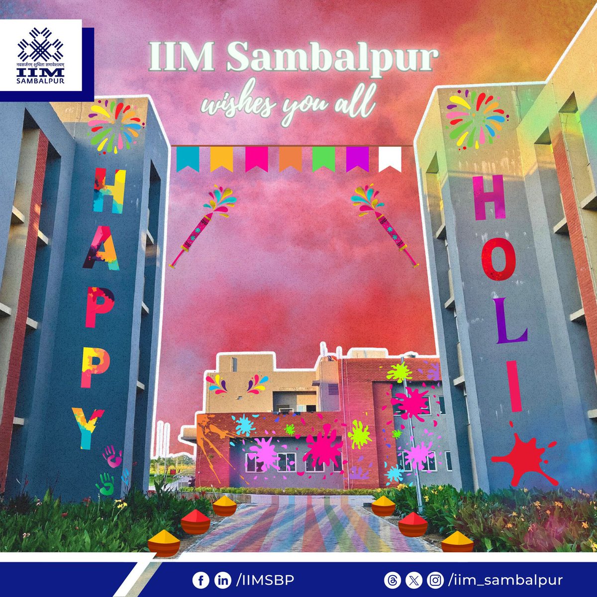 Let the vibrant hues of Holi paint our lives with happiness, harmony, and prosperity! From IIM Sambalpur, here's wishing you all a joyous and colorful festival filled with love, laughter, and cherished moments. (1/2)
