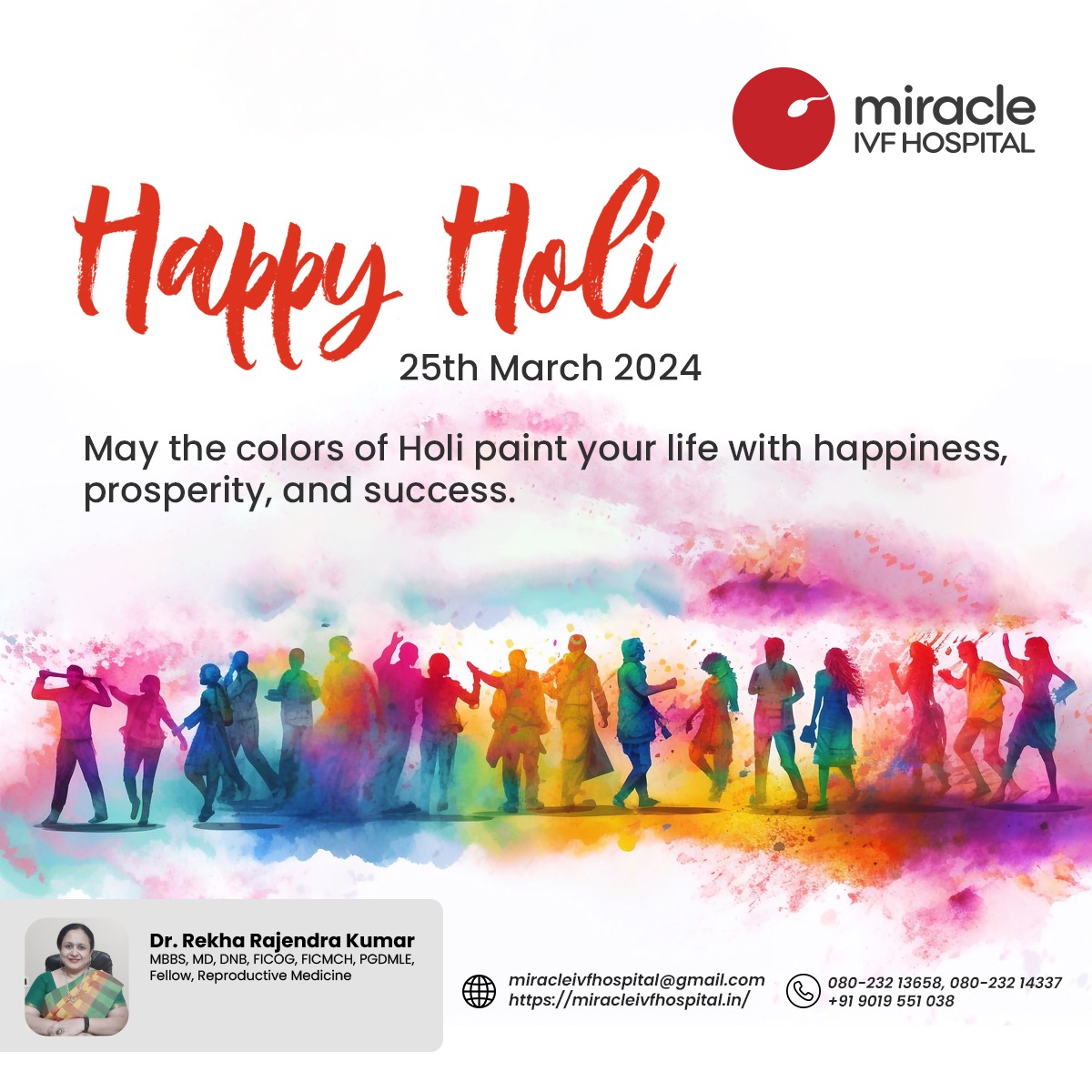 miracle_ivf's tweet photo. May the vibrant colors of Holi fill your life with boundless joy, prosperity, and success. As we celebrate the spirit of this festival, let's embrace new beginnings and the promise of miracles.

 #holi2024 #happyholi2024 #holicolors #miracleivfhospital #miracles https://t.co/v2qZsiYXEj