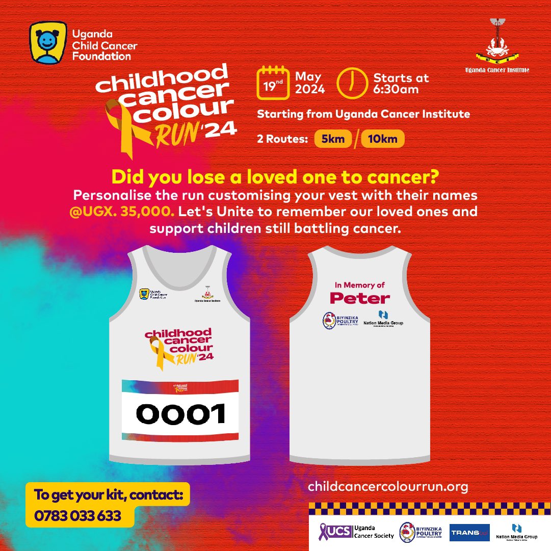 Contact the number on the flyer to place your order for kits for the #ChildhoodCancerRun and be part of this amazing experience and journey