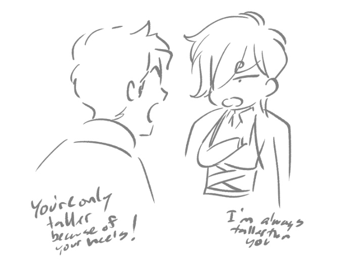 hackedmotionart's tweet photo. "you're only taller bc of your heels!" "I'm always taller than you" https://t.co/YCbHm2oxz5