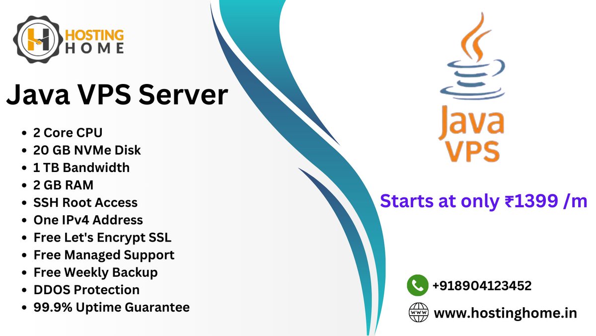Hostinghome1's tweet image. Elevate your Java applications to new heights with Hosting Home's specialized VPS Server.
Visit Us
hostinghome.in/java-vps-serve…
Contact us
+918904123452
+918904255424
#JavaVPS
#VPSHosting
#JavaServer
#VirtualPrivateServer
#JavaHosting
#VPSforJava
#ServerHosting
#JavaDevelopment