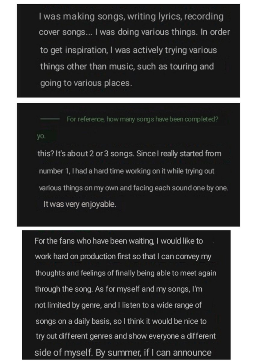 Mashi_h0325's tweet photo. "i was making songs, writing lyric, recording cover songs.... doing various things in order to get inspiration..."

"i would like to work hard on production first so that i can convey my thoughts and feelings.....through the song...."

songwriter and producer mashiho is real 😭🤲🏻 https://t.co/KGDbETUzuk