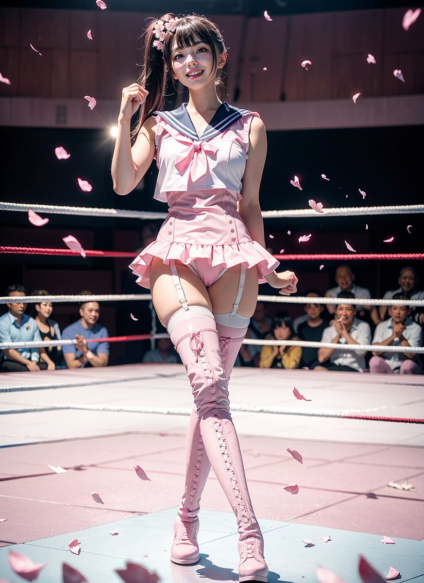 第3回おじぎねこ杯✨

2枚目の投稿です

テーマ：AI美女×桜🌸
＋セーラ服スタイルレスラー