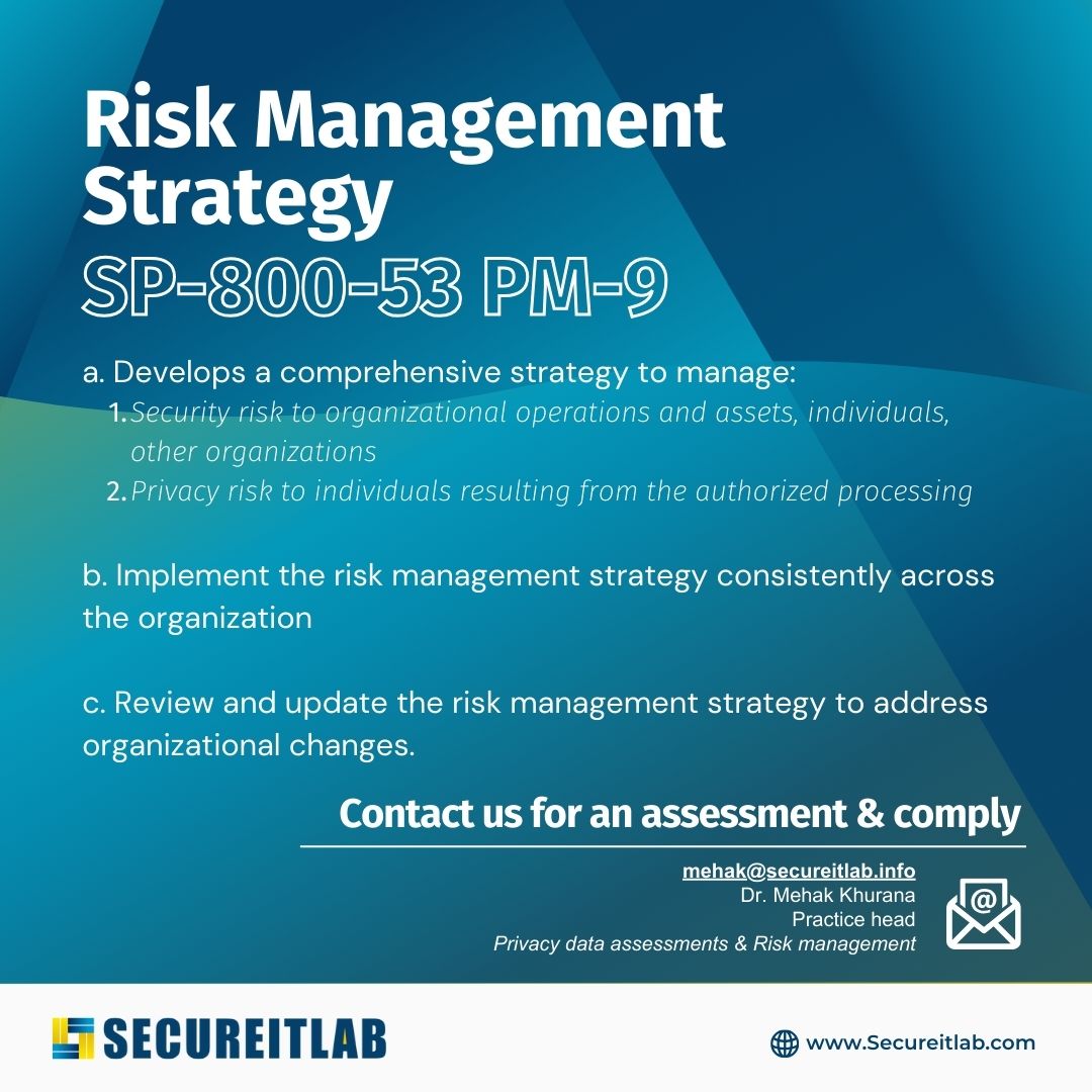 secureitlab's tweet photo. SP-800-53 PM-9 mandates safeguarding security documentation from unauthorized access or modification. SecureItLab ensures protection throughout its lifecycle. Partner with us for robust security solutions! Visit https://t.co/TN3NUJVjaw https://t.co/ihaOaKvVwx