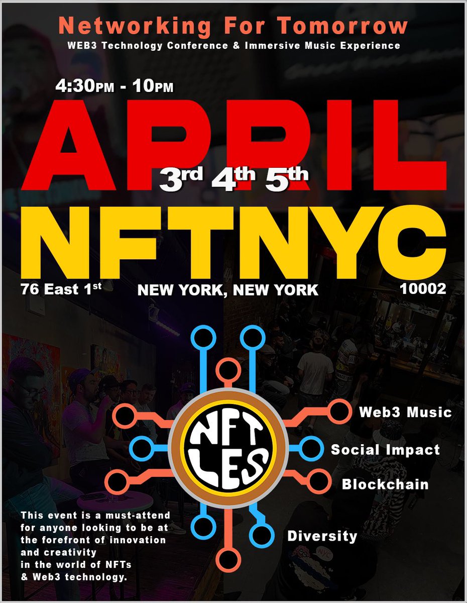 MightyJoeMorris (@mightyjoemorris) on Twitter photo 🚨🔔 GIVEAWAY ALERT 🔔🚨
2 General Admission Tickets to <a href="/NFTLESfestival/">Networking For Tomorrow</a> during NFTNYC week!
⬇️ Must Follow Rules Below ⬇️
Follow <a href="/NFTLESfestival/">Networking For Tomorrow</a> <a href="/GranicUrbanGear/">GranicUrbanGear</a> <a href="/NFTHypeMan503/">#NFTHypeMan</a> <a href="/MightyJoeMorris/">MightyJoeMorris</a> <a href="/moodynugs/">MOODY NUGS ™️</a>
- Tag 5 friends 📮
- Like 💜
- Comment 💭
- Retweet this post ♻️ 🚨🔔 GIVEAWAY ALERT 🔔🚨
2 General Admission Tickets to <a href="/NFTLESfestival/">Networking For Tomorrow</a> during NFTNYC week!
⬇️ Must Follow Rules Below ⬇️
Follow <a href="/NFTLESfestival/">Networking For Tomorrow</a> <a href="/GranicUrbanGear/">GranicUrbanGear</a> <a href="/NFTHypeMan503/">#NFTHypeMan</a> <a href="/MightyJoeMorris/">MightyJoeMorris</a> <a href="/moodynugs/">MOODY NUGS ™️</a>
- Tag 5 friends 📮
- Like 💜
- Comment 💭
- Retweet this post ♻️