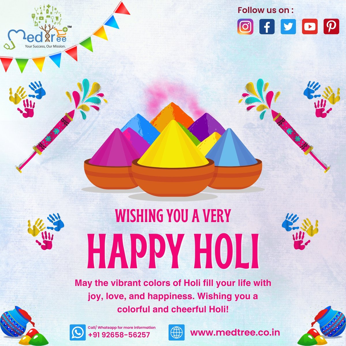 🎉🌈 MedTree wishes you all Happy Holi! 🎨 Let's celebrate the festival of colors with joy and harmony. 🎊 Don't miss out on our exclusive Holi offers!  💫 🛍️ 
#HappyHoli #Holi2024 #Holi #CelebrationTime #ColorfulLife #Holi offer #Holisale #MemoriesToCherish #HoliSpirit #Medtree