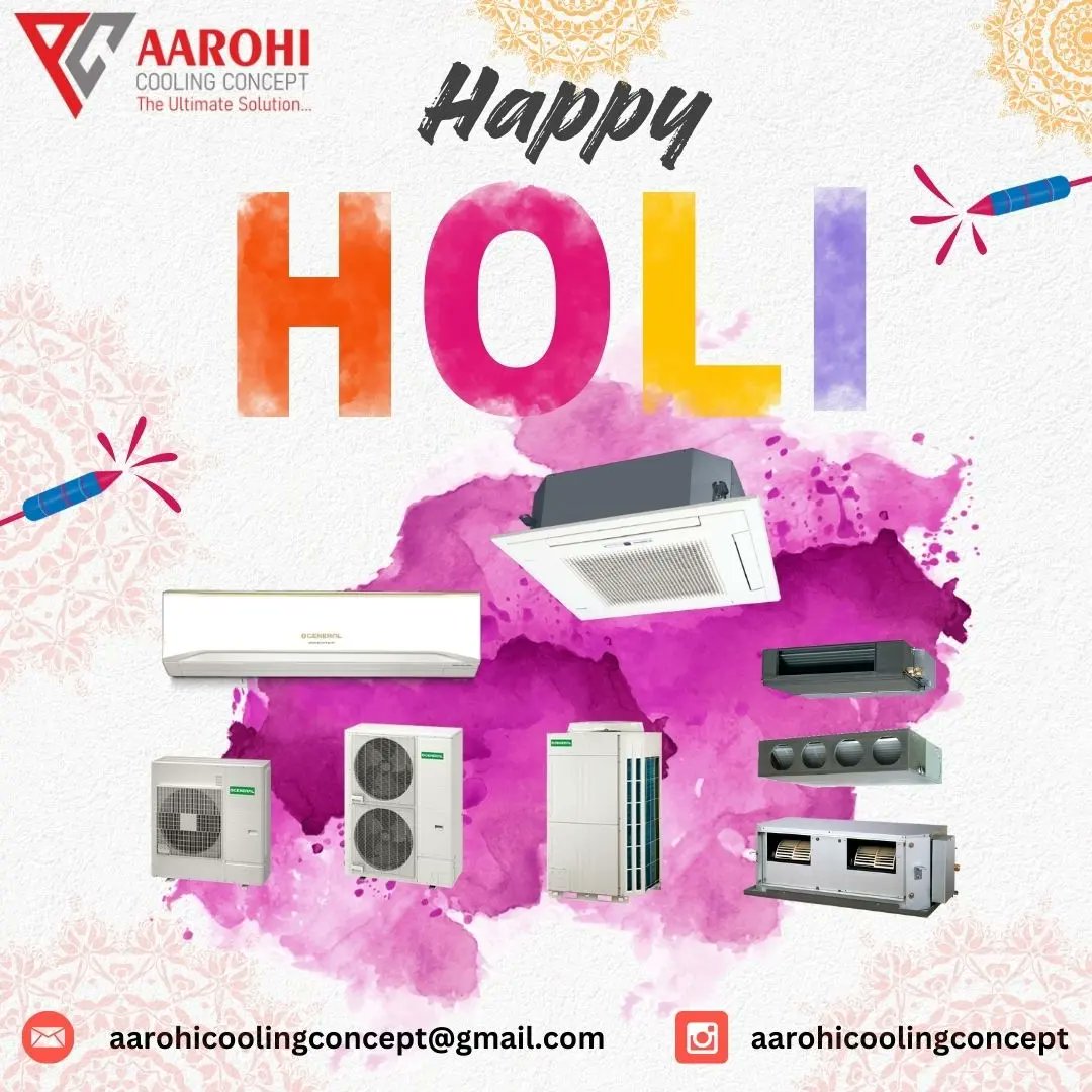 AarohiCooling's tweet photo. May the vibrant festival of colours paint your life with joy, affection, and harmony. Aarohi Cooling Concept wishes you and your loved ones, a Happy Holi.
#AarohiCoolingConcept #HappyHoli #FestivalOfColours #Samsung #OGeneral #AirConditioners #VRFSystems #DVM https://t.co/Z6lVwMacWr