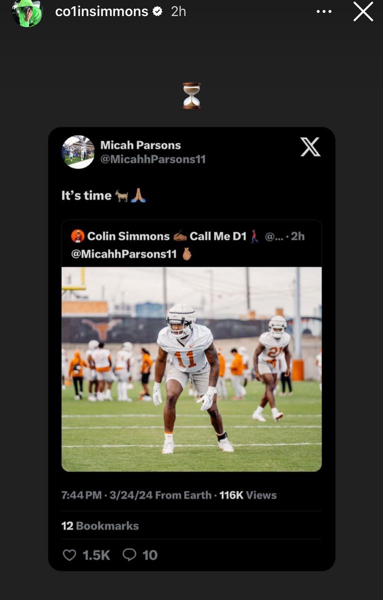 Texas EDGE Colin Simmons getting the recognition from Micah Parsons!