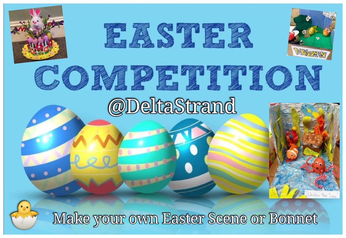 DeltaStrand's tweet photo. Make an Easter bonnet or an Easter scene.
Prizes will be given for the best entries! Everyone that enters will receive 5 dojos!
Have them at school for this Thursday, have fun!
@HMSDragon23 @StrandHMSQE @YR2HMSHumber @HMSGrimsbyfs2 @HMSRainbowY1 @HMSVictoryY3 @HMSWizardFS1 https://t.co/9zrK6N0vkJ