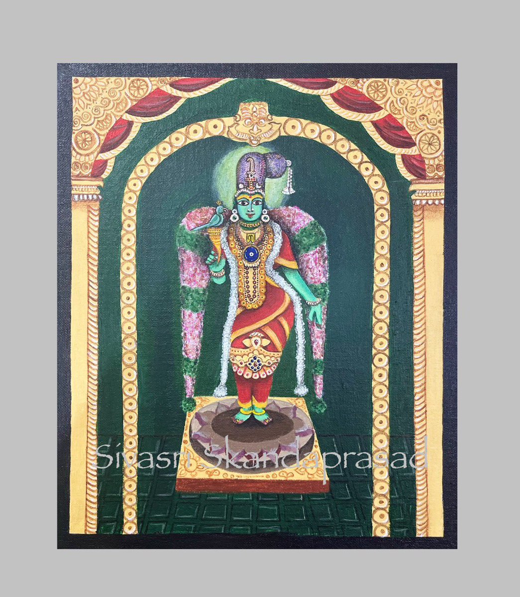 SharanAgata rakshaki neeveyani sadA nammiti Meenakshi Marivere gati evvaramma 🙏🏻 I just sat to paint her. She walked straight into the canvas. Forever grateful for such blessings! ✨ Adding a popular Shyama Sastri kriti, brimming with his Bhakti and her Grace 🙏🏻💚 #meenakshi…