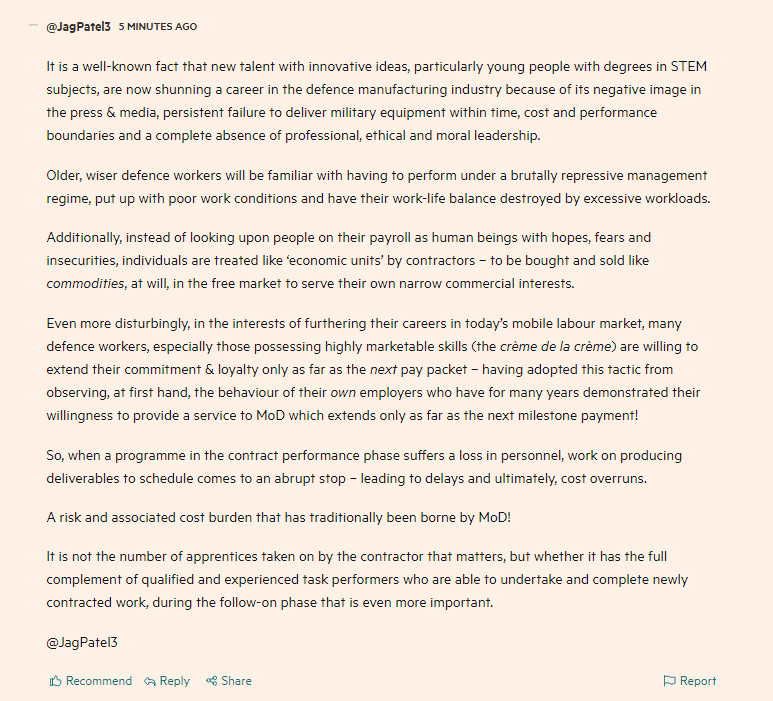 JagPatel3's tweet photo. Domestic contractors are finding it hard to recruit skilled workers, notwithstanding the phenomenal amounts of money being committed into these submarines.

Apart from low-pay, why are these people shunning a career in the #defence #manufacturing industry?
https://t.co/UTHXpANSXL https://t.co/ZhBlnCl4mN
