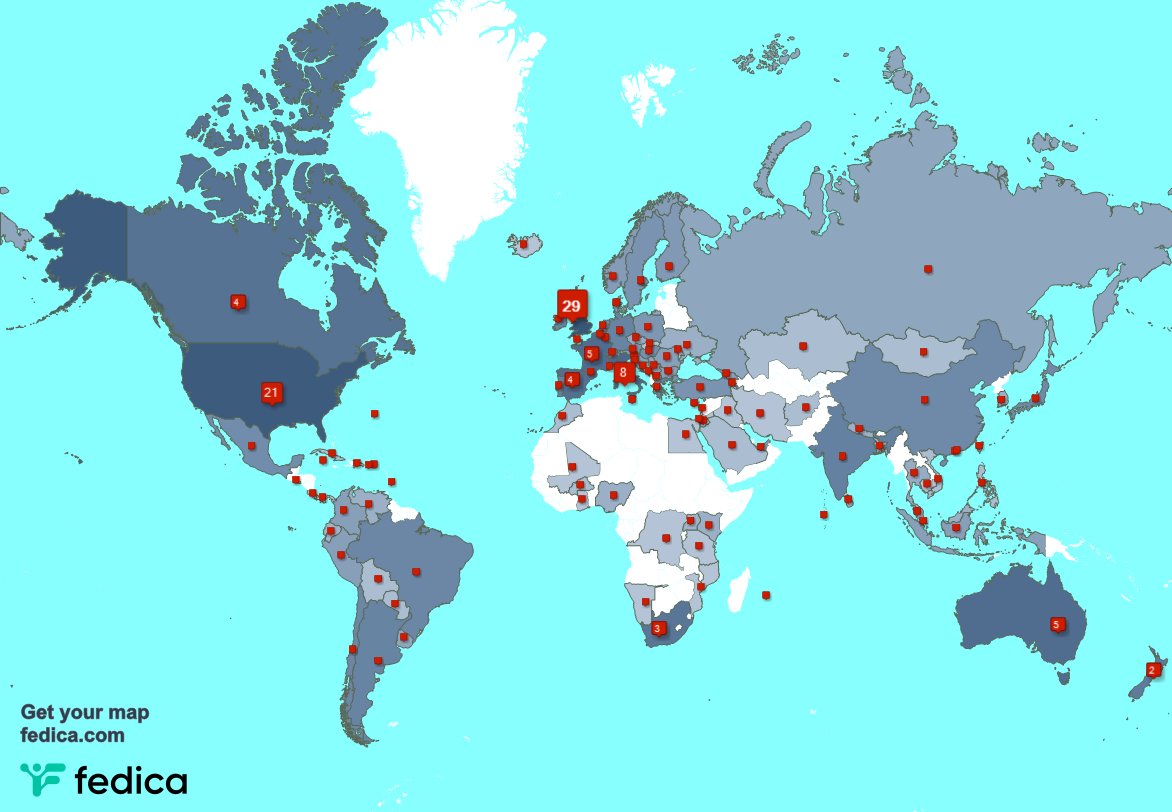 Special thank you to my 5 new followers from India, and more last week. fedica.com/!SusanHulmeMW