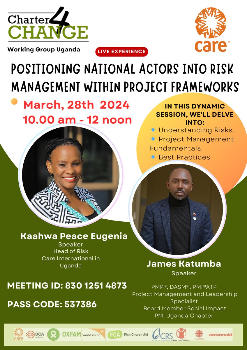 #AttentionEveryone Join us for an enlightening webinar this Thursday, March 28th, 2024. We'll be delving deep into the crucial topic of 'Positioning Local Actors in Risk Management within Project Frameworks.' Don't miss out on this opportunity. @DCAUganda