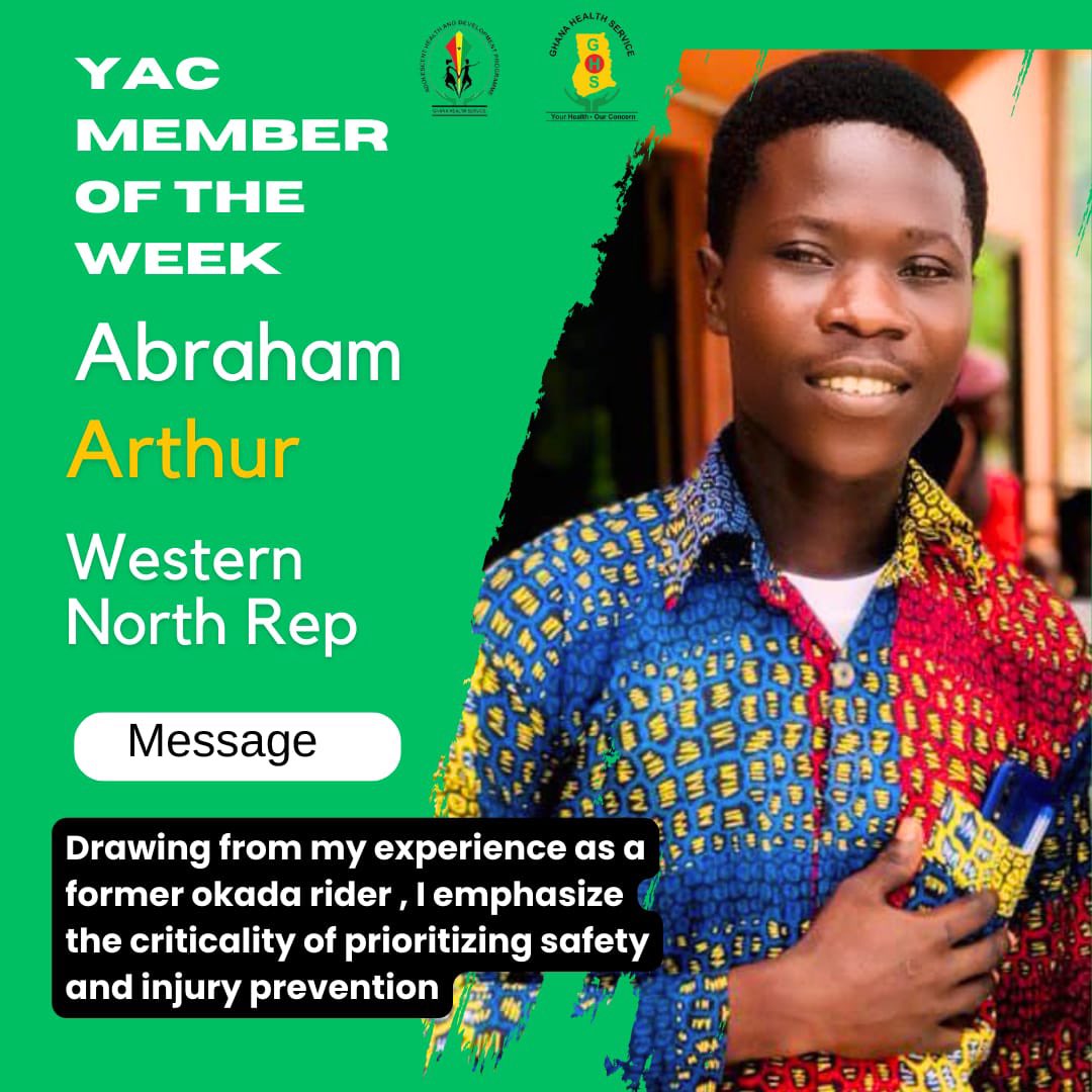 adhdghana's tweet photo. Meet Abraham Arthur, championing safety in the Western North region!
He understands the importance of adolescent safety. Emphasizing protective gear, traffic rules, and focus, Abraham urges prioritizing safety for our youth’s promising future. #AdolescentSafety #YouMustKnow https://t.co/5Rmj96xB6d