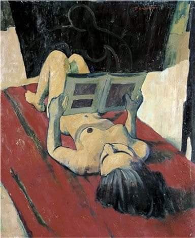 Nudo (nudo disteso che legge) - Felice Casorati 1943