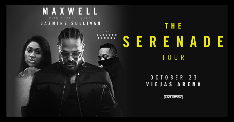 Maxwell's Serenade Tour will be coming to Viejas Arena on October 23, 2024 with special guests Jazmine Sullivan and October London. Tickets go on sale Fri, March 29, 10 am.