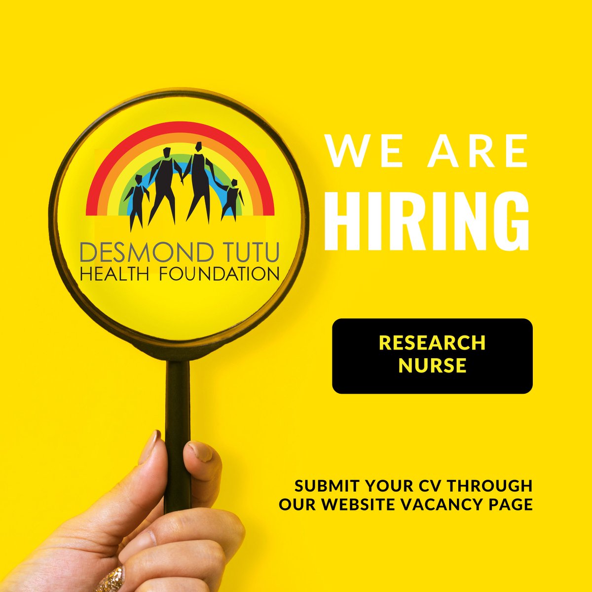 Join our team at Desmond Tutu Health Foundation (DTHF) - we're on the lookout for a passionate Research Nurse to join our dynamic team in Cape Town! To apply, simply go to the link: applybe.com/hiv-research/J… Join us in our mission to promote health and wellness for all. 🌈🌍