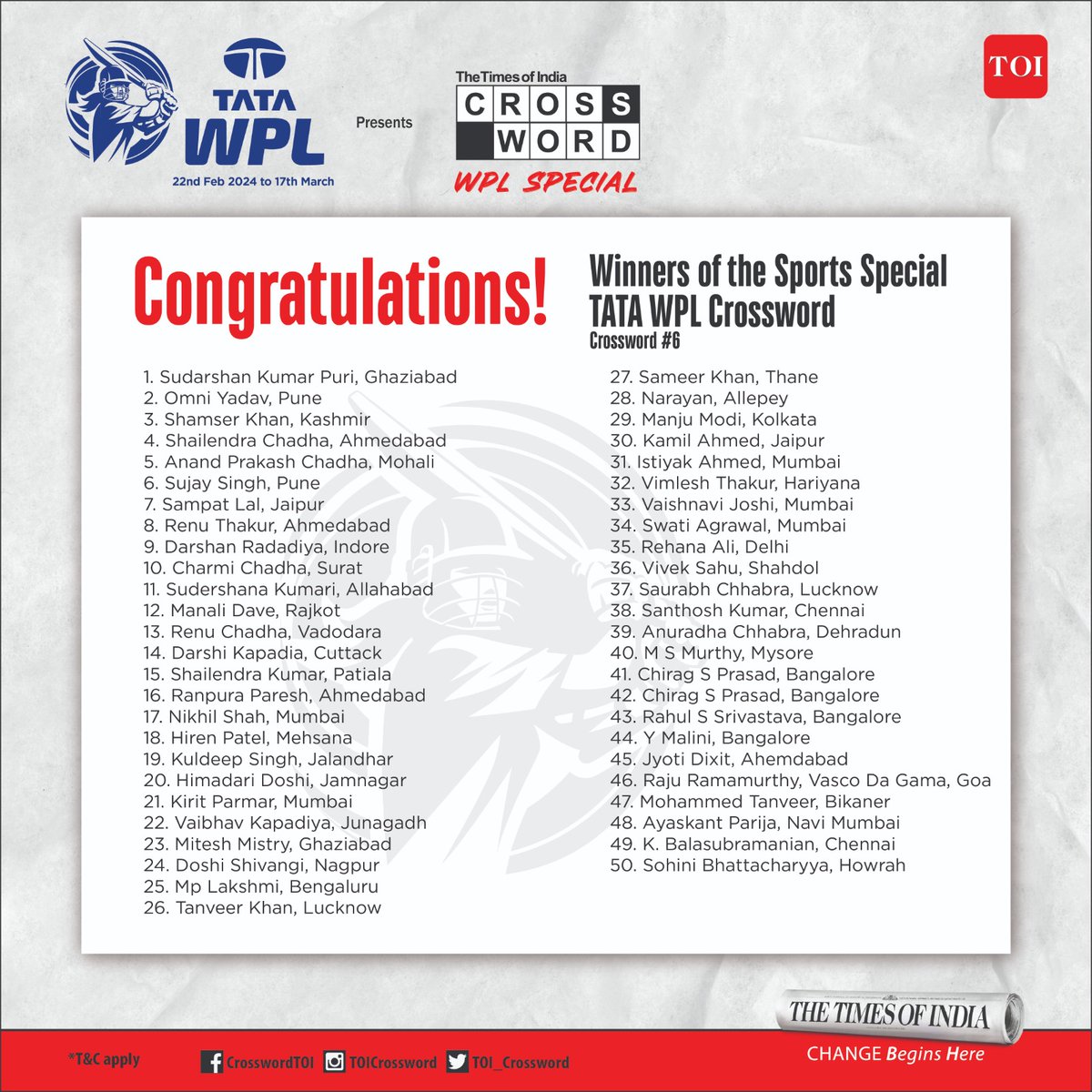 The Times Of India Crossword tweet media