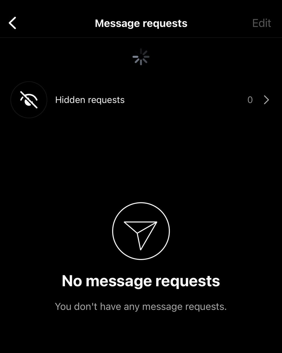 AbsoluteTerror_'s tweet image. Anyone else’s message requests not loading on instagram? It says I have 6 but it just gives me a continuous loading screen. @instagram