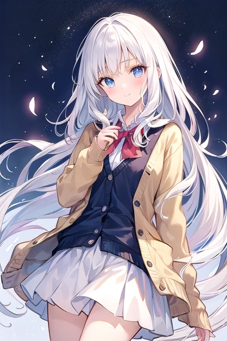 白髪カーディガン02(AIイラスト) 
