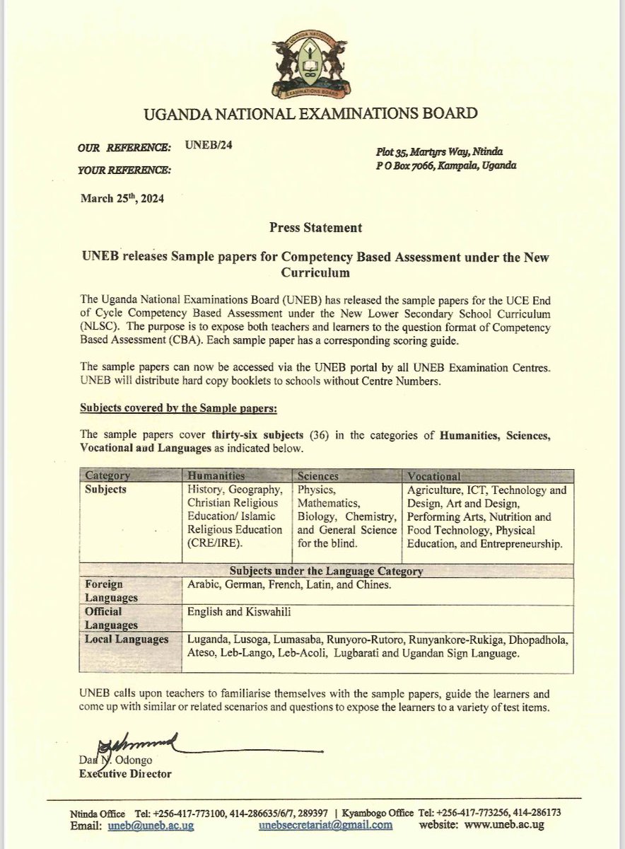 #UCESamplePapers: @UNEB_UG has released sample Exam Papers for UCE under the Revised Lower Secondary Curriculum. They can be accessed through the UNEB portal by all UCE Exam Centers. UNEB shall avail hardcopies to schools that are non-Exam Centers. @Educ_SportsUg