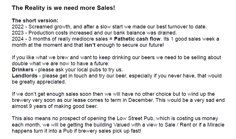 The Hard Reality of running a Brewery, we need more sales!
wishbonebrewery.co.uk/2024/03/25/the…