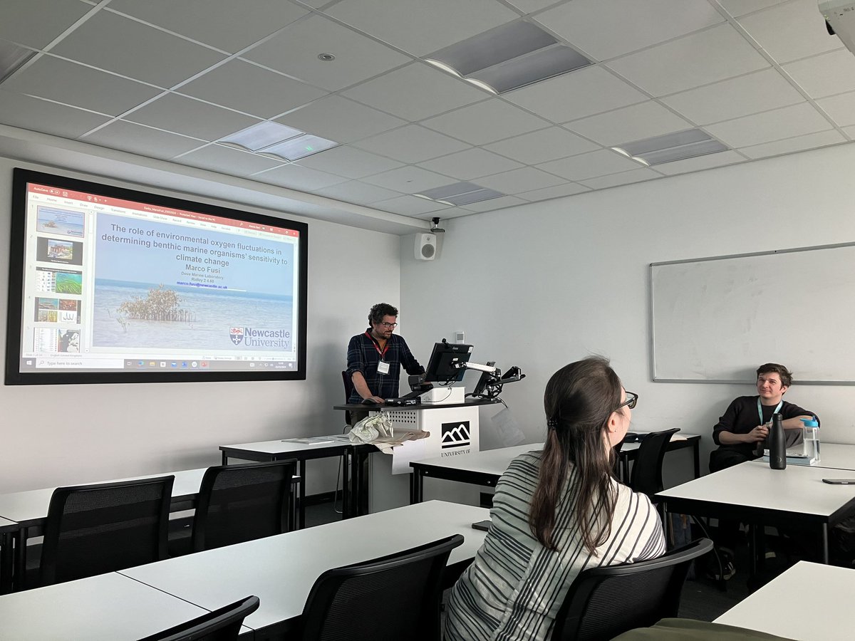 Pleasure to have Dr Marco Fusi from @newcastlemarine visiting us today to talk about our exciting collaborations we have planned over the coming years and his research of course @DerbyUni