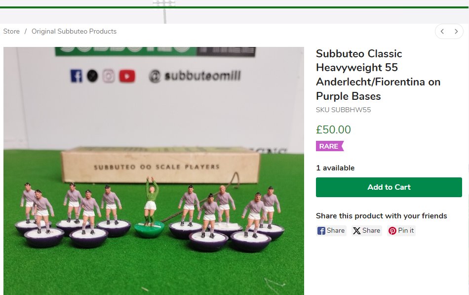 Adding some Original Subbuteo Items to the site today. Some bargains to be had. Though the cream of the crop is this Original Heavyweight 55 Boxed Team. subbuteomill.co.uk/shop/Original-…