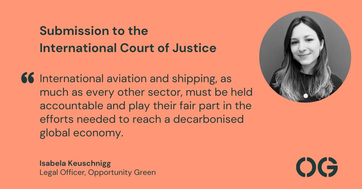 Our submission to the ICJ asks the world’s highest court to confirm that States must do more to address international aviation and shipping’s climate impacts. Our Legal Officer @IKeuschnigg explains why. More here ➡️ buff.ly/3INOMuw #ClimateJusticeAtTheICJ